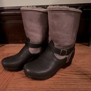 Sven Shearling 7” clog boot grey leather